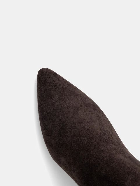 Twinset kozaki zamszowe damskie kolor brązowy na słupku 252TGT162