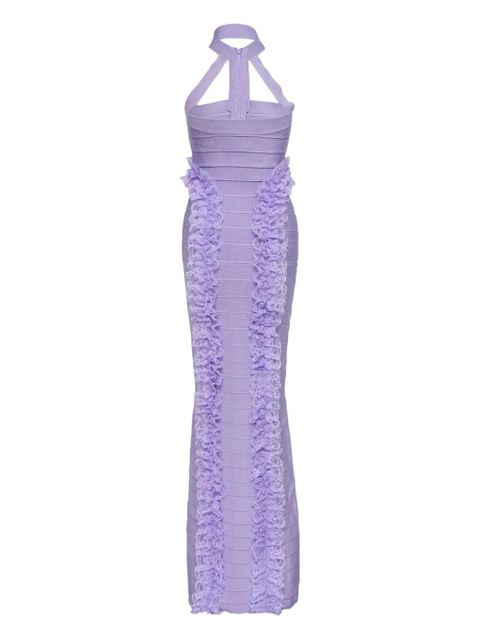 Self-Portrait ruffled halterneck maxi dress - Purple - zdjęcie produktu nr 2