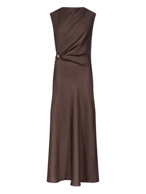 LouLou de Saison Roan draped metal-ornament midi dress - Brown - zdjęcie produktu nr 1