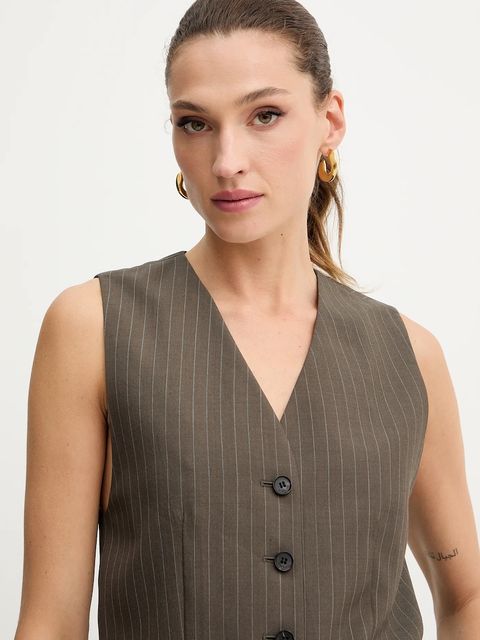 Miss Sixty kamizelka wełniana kolor brązowy jednorzędowa 6S3WJ43000