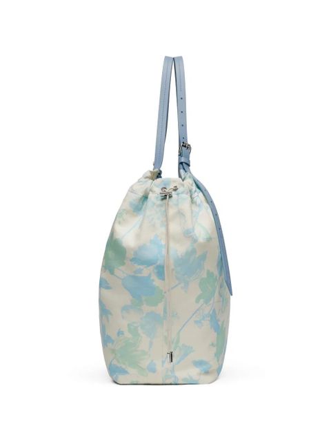 Maison Margiela medium floral-print drawstring-detail cotton tote bag - Blue