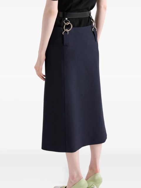 Prada rush stitch belted midi skirt - Blue