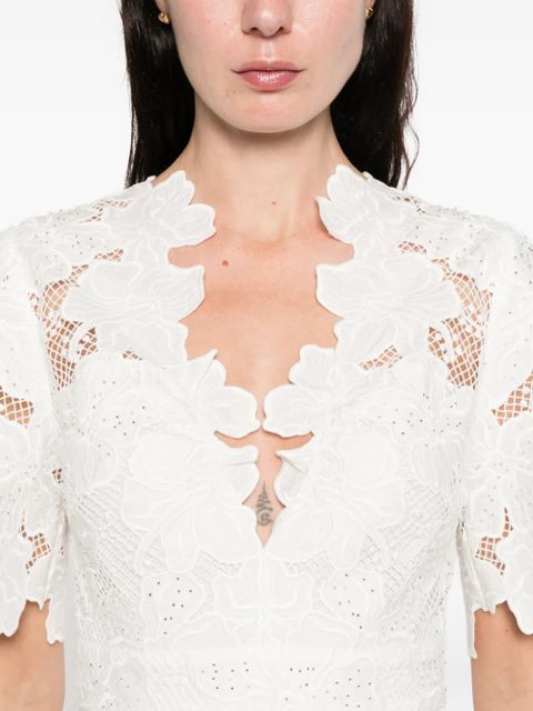 SANDRO floral lace mini dress - White