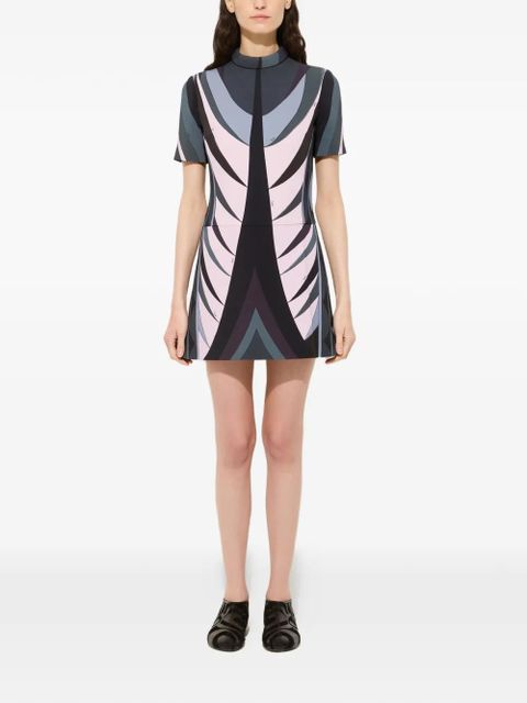 PUCCI volute-print flared dress - Blue