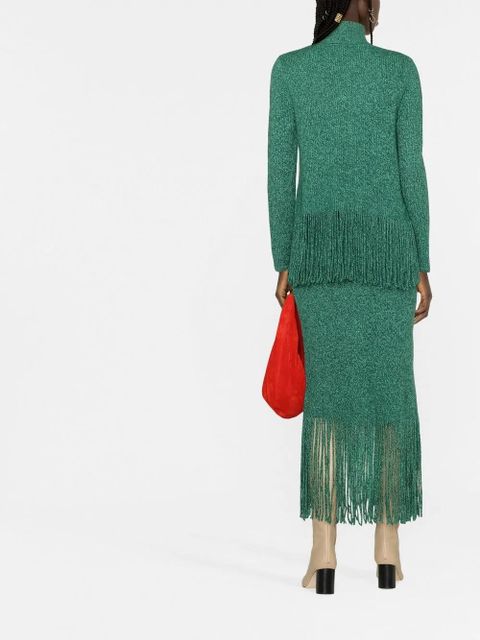 ZIMMERMANN fringed-hem knitted skirt - Green