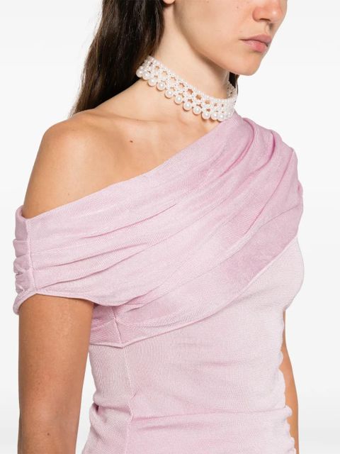 Self-Portrait draped gathered midi dress - Pink