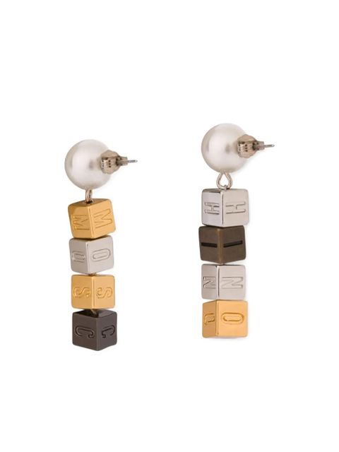 Moschino logo-beaded earrings - Silver