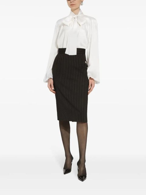 Dolce & Gabbana virgin wool-blend pinstripe midi skirt - Black