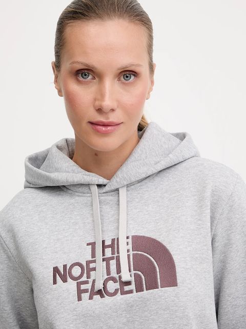 The North Face bluza Drew Peak damska kolor szary z kapturem wzorzysta NF0A89EHFB31