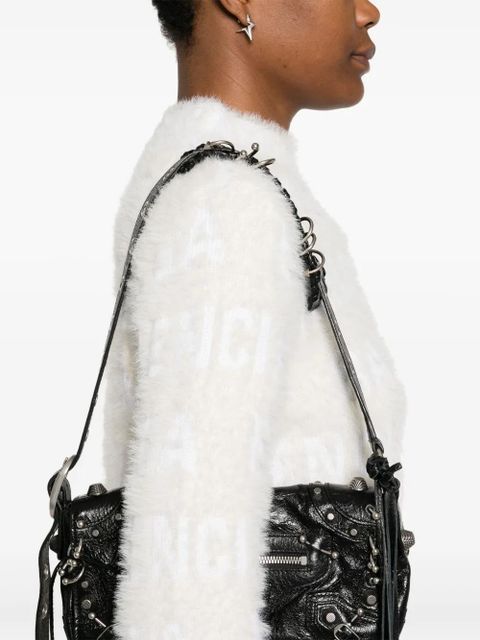 Balenciaga logo-knit fuzzy jumper - White