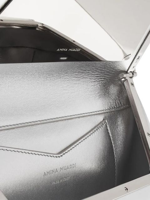 Amina Muaddi Ami metallic-effect leather bag - Silver