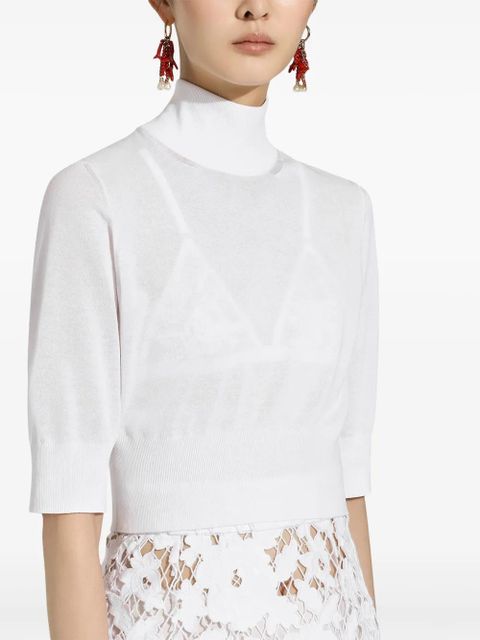 Dolce & Gabbana Cropped turtle-neck sweater - White