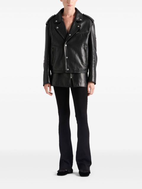 Prada leather biker jacket - Black - zdjęcie produktu nr 2