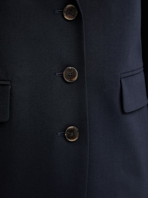 Marella marynarka z wełną kolor granatowy jednorzędowa gładka 2523046144200