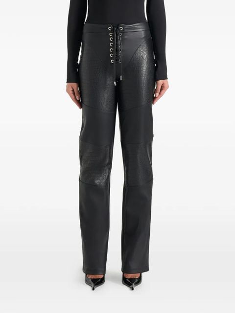 Manière De Voir Seren croc-embossed lace-up trousers - Black