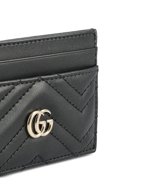 Gucci GG Marmont chevron card holder - Black