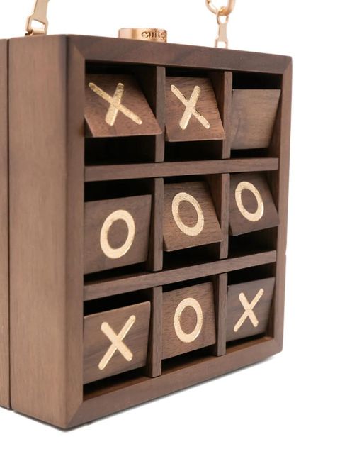 Cult Gaia Tic Tac Toe chain clutch - Brown