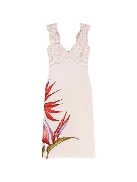 FARM Rio floral twisted strap dress - Neutrals - zdjęcie produktu nr 1
