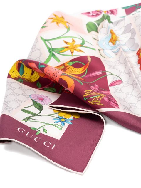 Gucci Flora-print silk scarf - White - zdjęcie produktu nr 2