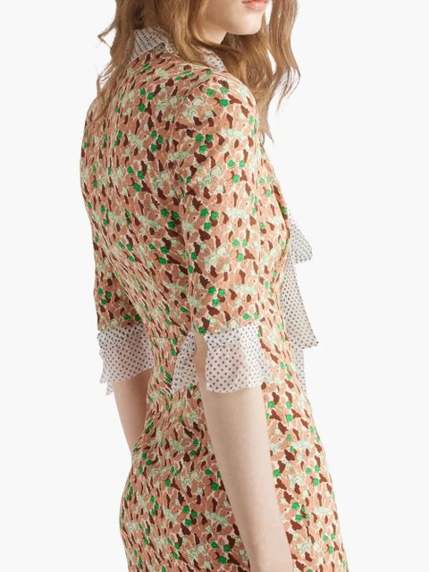 Prada printed georgette midi dress - Neutrals