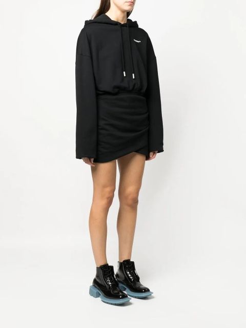 Off-White logo-embroidered hoodie dress - Black