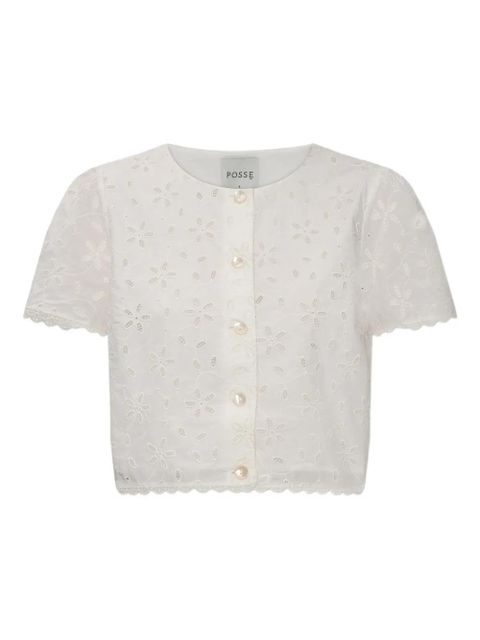 Posse Salma floral-embroidered crop top - White - zdjęcie produktu nr 1