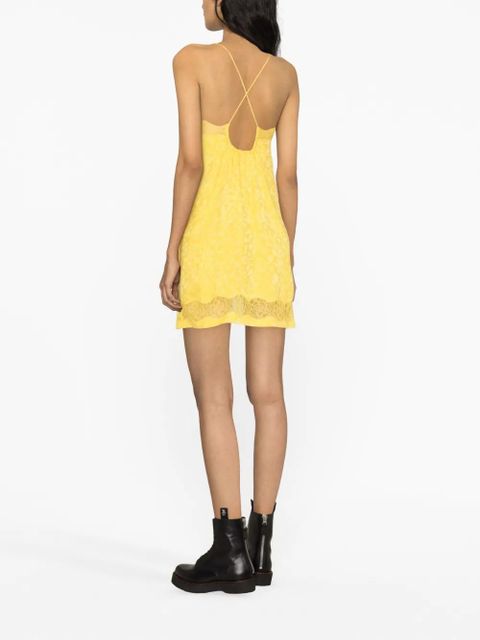 Zadig&Voltaire lace-trim silk-jacquard minidress - Yellow
