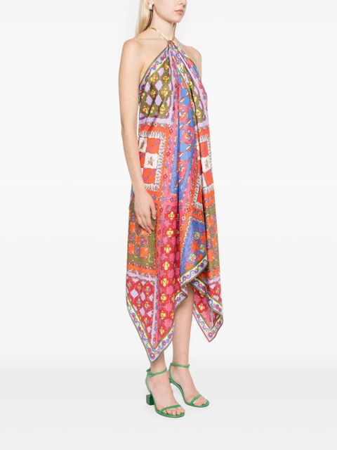 PUCCI Festa-print silk midi dress - Orange