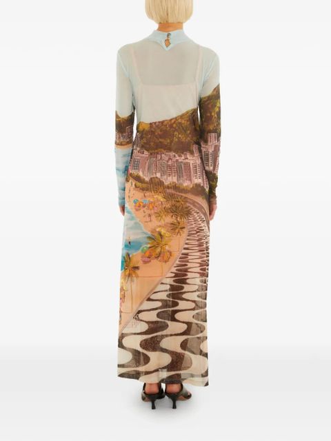 FARM Rio long-sleeve printed maxi dress - Neutrals