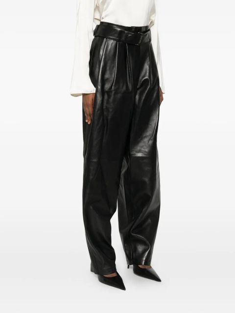 Magda Butrym belted leather trousers - Black