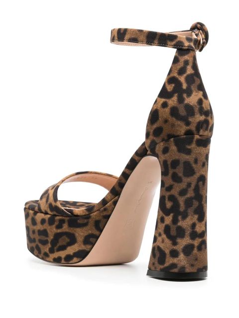 Gianvito Rossi Holly 120mm leopard-print sandals - Brown