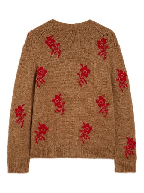 Jil Sander flower intarsia-knit cardigan - Brown