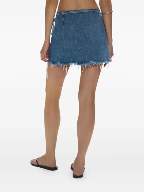 RE/DONE The Beach frayed wrap mini skirt - Blue
