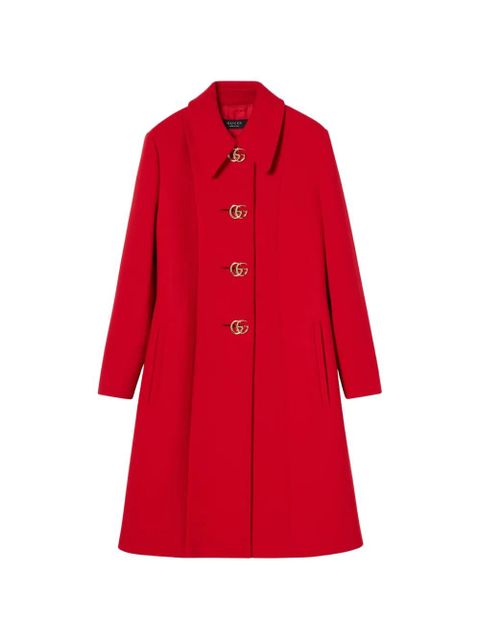 Gucci logo button wool coat - Red - zdjęcie produktu nr 1