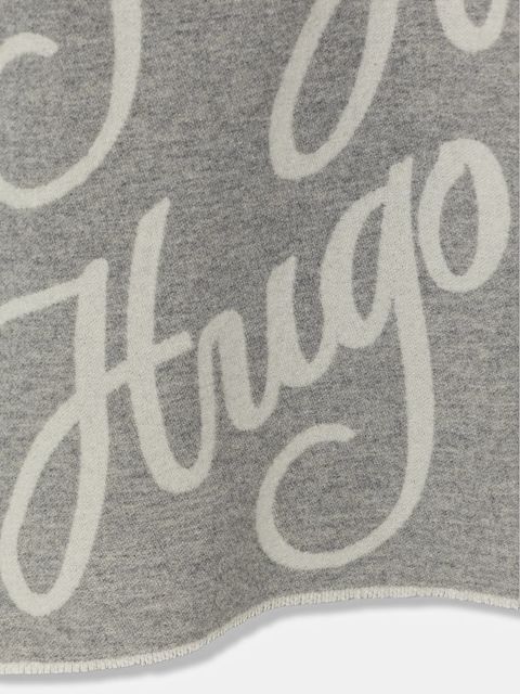 HUGO szalik wełniany Byanca_40*180 kolor szary wzorzysty 50524789