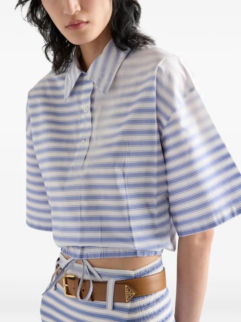 Prada striped poplin polo shirt - Blue