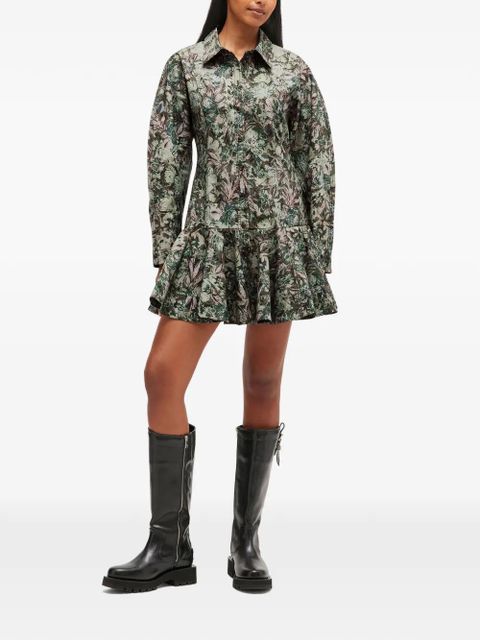 GANNI floral-print buttoned dress - Neutrals