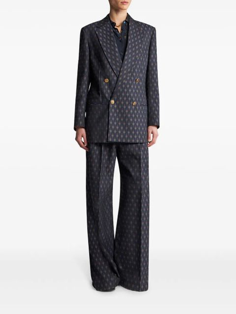 ETRO double-breasted wool jacquard jacket - Blue