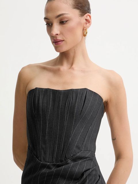 Bardot sukienka kolor szary maxi rozkloszowana 58082DB5