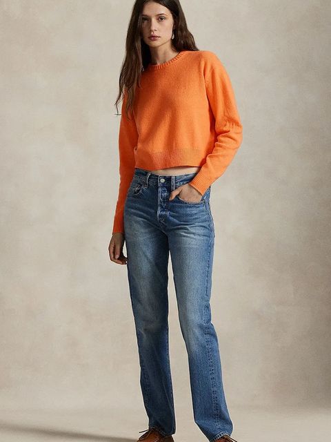 Polo Ralph Lauren sweter z wełną damski kolor pomarańczowy 211914515