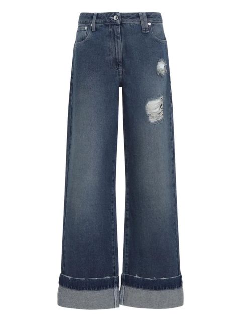 Simone Rocha distressed cuffed cotton jeans - Blue - zdjęcie produktu nr 1
