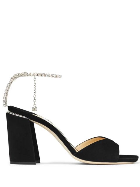 Jimmy Choo Saeda 85mm crystal-strap sandals - Black - zdjęcie produktu nr 1