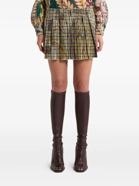 ETRO gingham pleated mini skirt - Neutrals