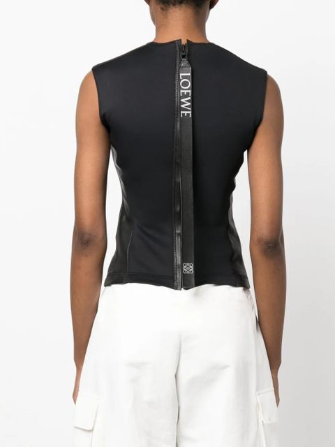 LOEWE round-neck sleeveless lambskin top - Black
