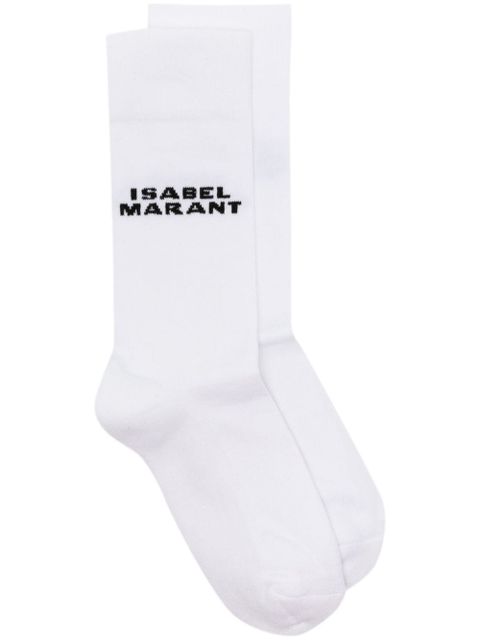 ISABEL MARANT Dawi intarsia-knit logo socks - White