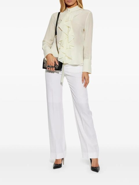 Alexander McQueen ruffled silk top - Neutrals - zdjęcie produktu nr 2