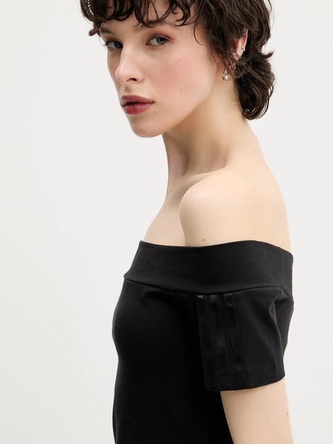 adidas Originals t-shirt Bandeau SS damski kolor czarny dekolt hiszpański JV9742