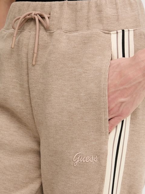 Guess spodnie dresowe z domieszką wełny MURIEL damskie kolor beżowy z aplikacją V5BB17 KCX52
