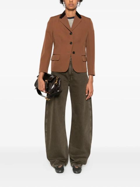 Marni velvet-collared button blazer - Brown