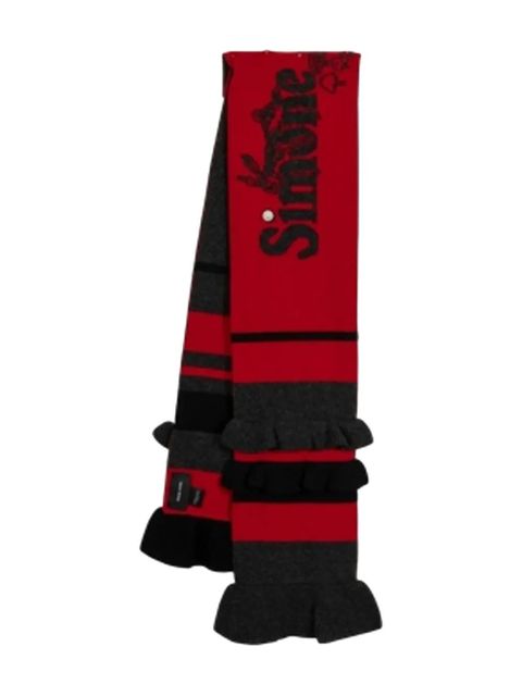 Simone Rocha Daisy ruffled striped scarf - Grey - zdjęcie produktu nr 1